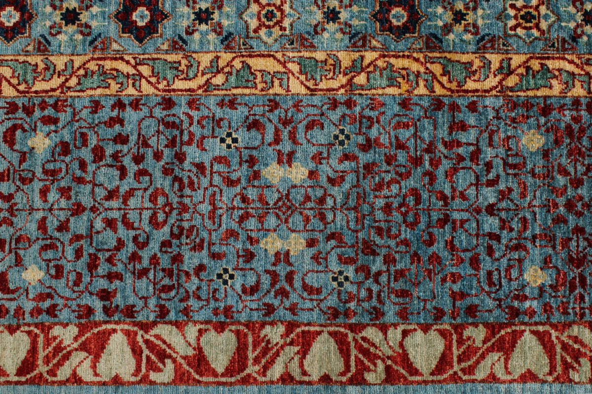 10x14 Blue and Multicolor Turkish Tribal Rug