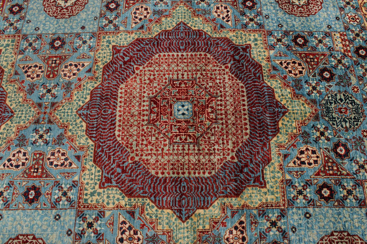 10x14 Blue and Multicolor Turkish Tribal Rug