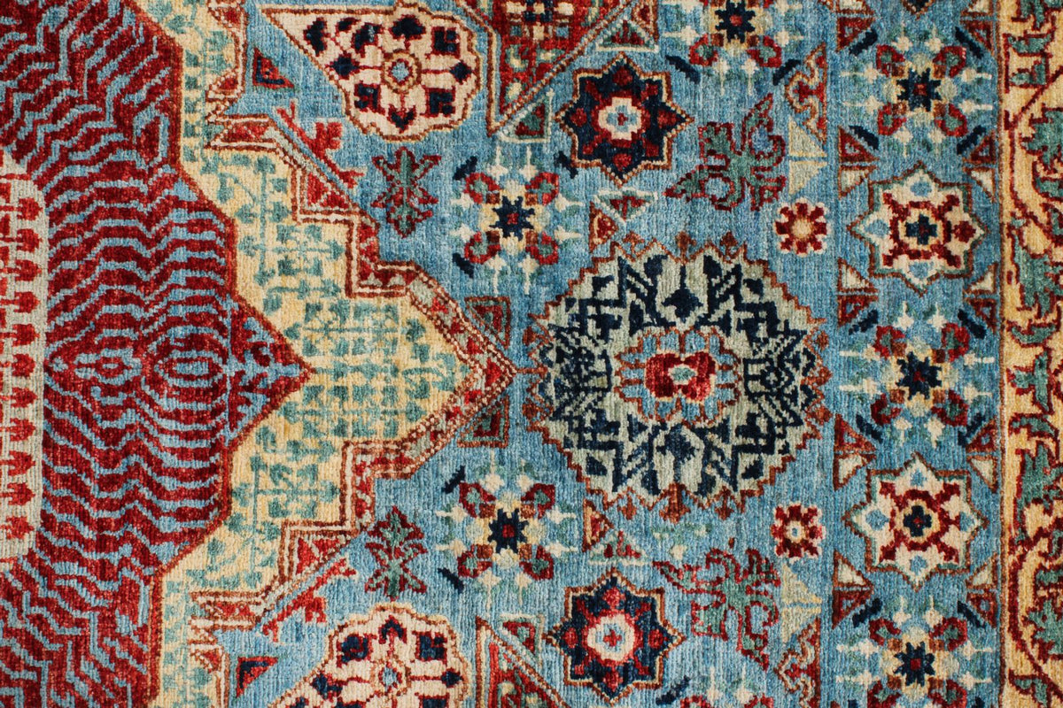 10x14 Blue and Multicolor Turkish Tribal Rug