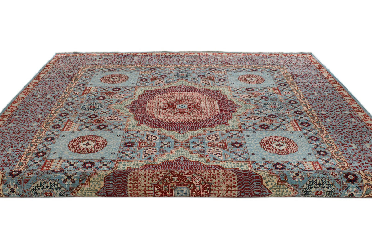 10x14 Blue and Multicolor Turkish Tribal Rug
