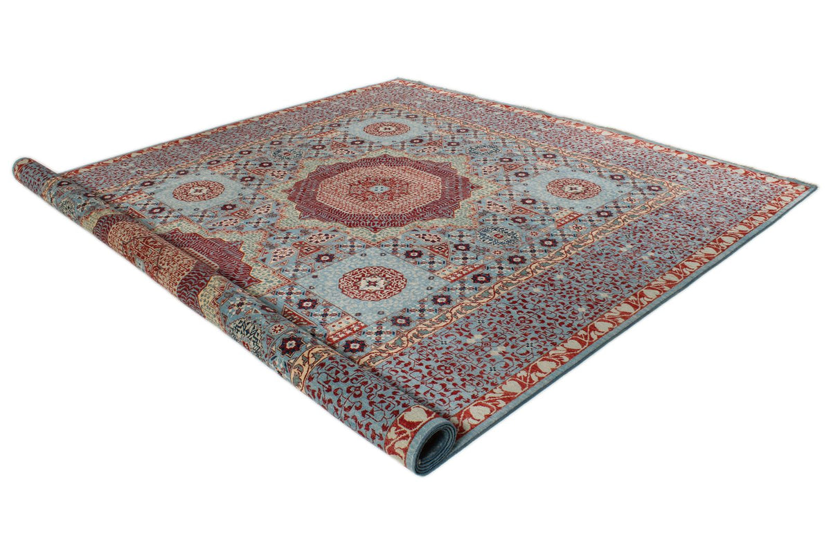 10x14 Blue and Multicolor Turkish Tribal Rug