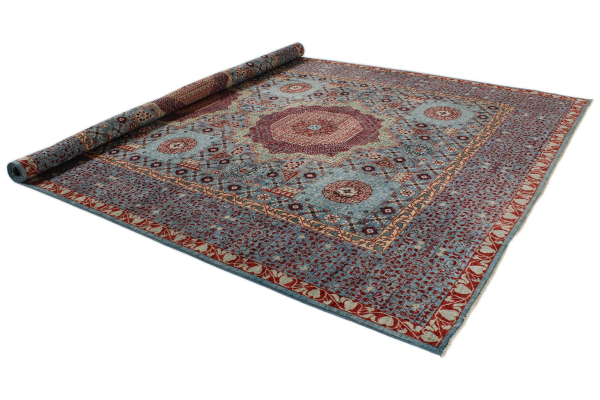 10x14 Blue and Multicolor Turkish Tribal Rug