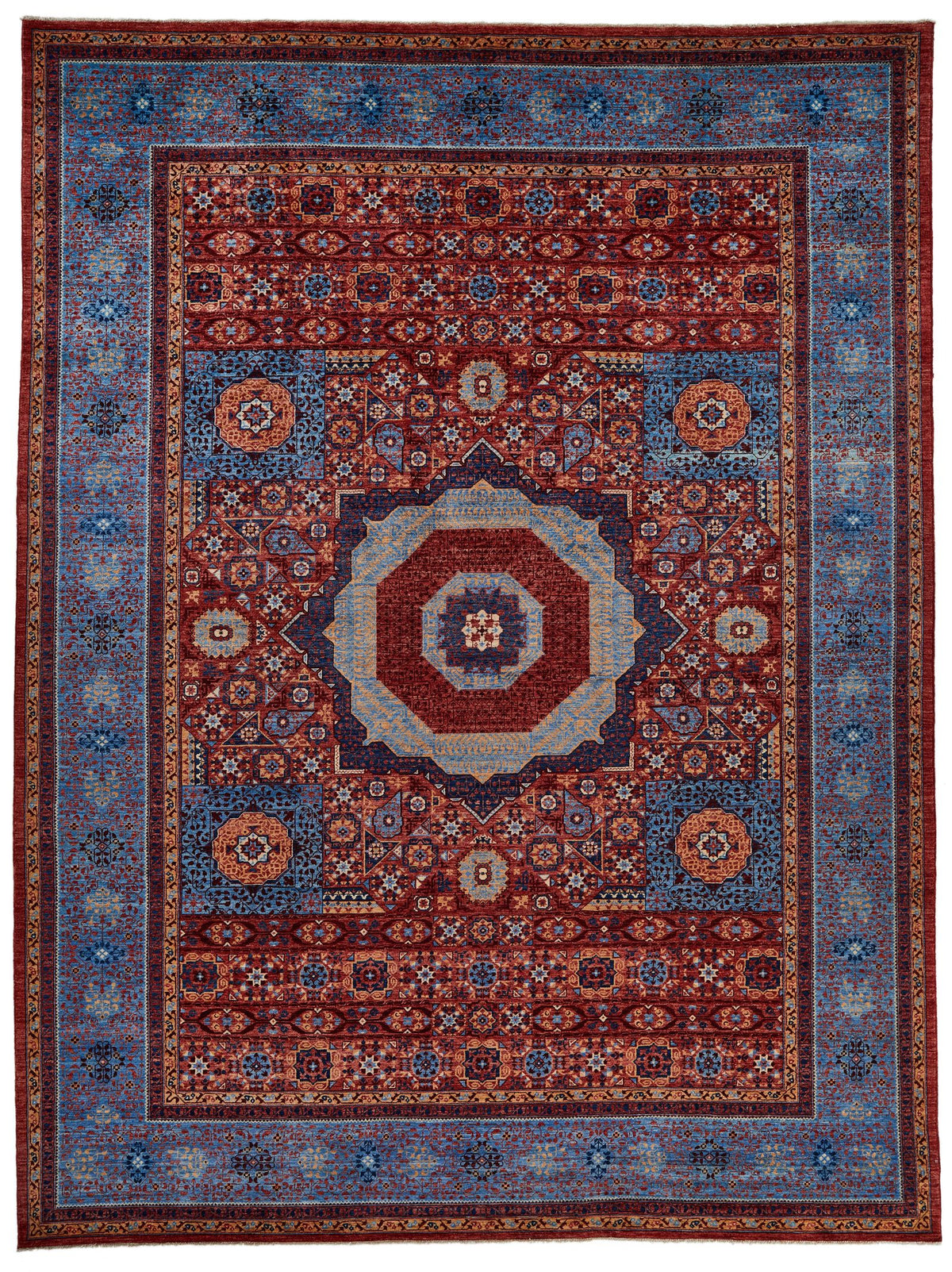 10x14 Red and Blue Turkish Tribal Rug