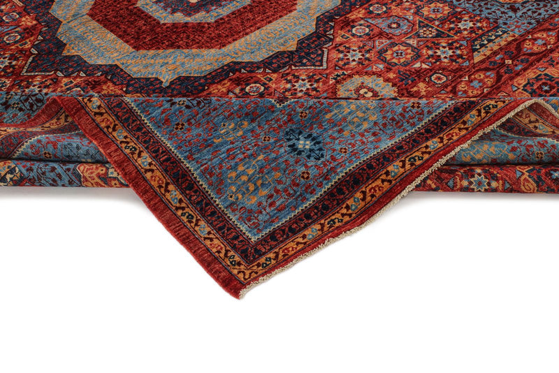 10x14 Red and Blue Turkish Tribal Rug