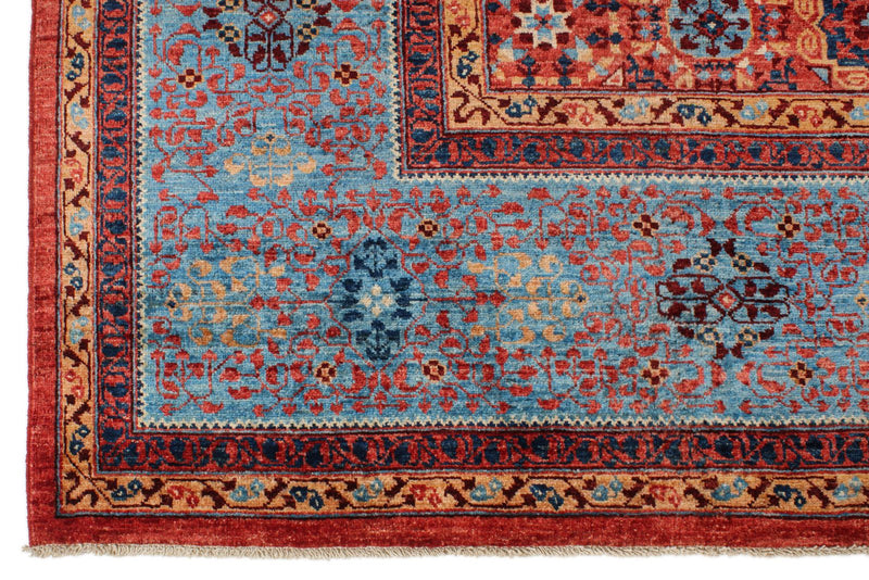 10x14 Red and Blue Turkish Tribal Rug