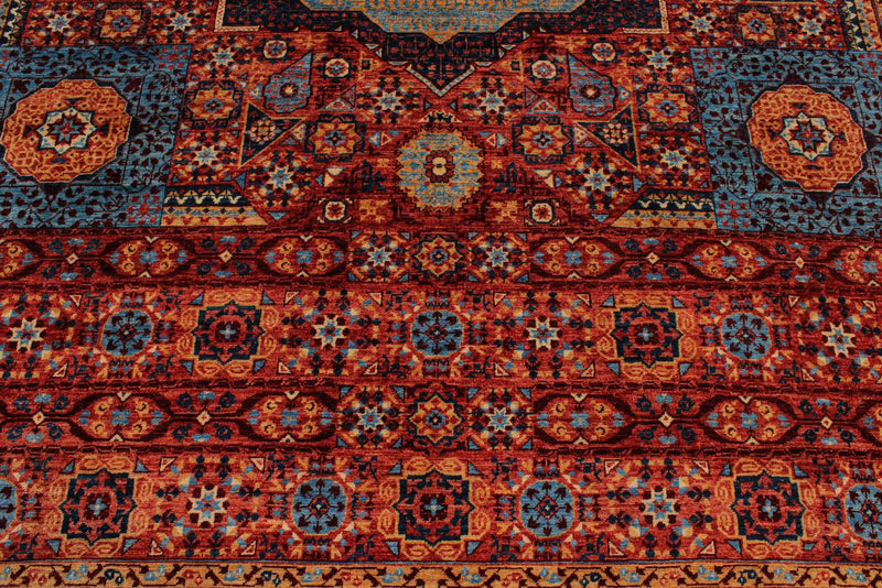 10x14 Red and Blue Turkish Tribal Rug