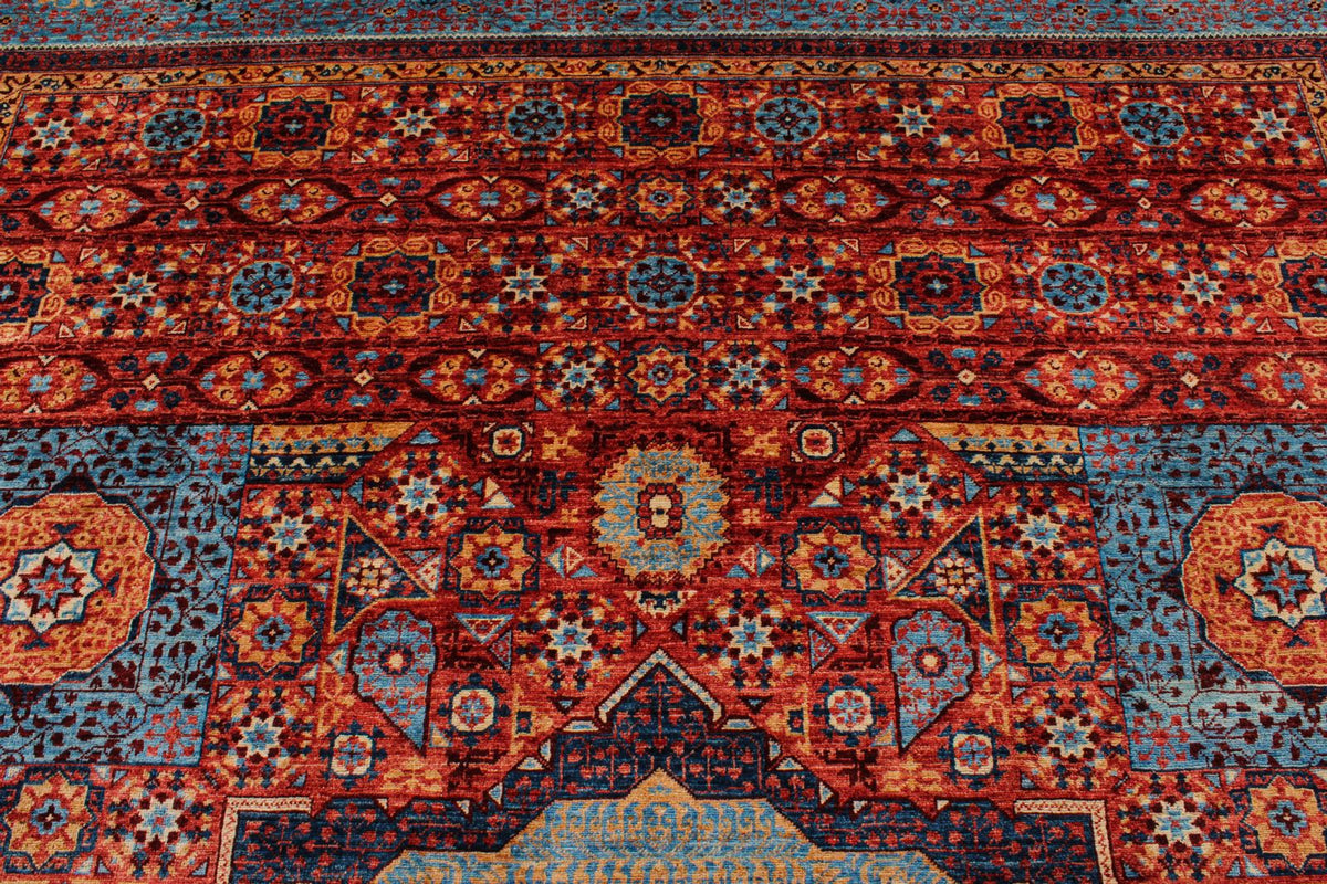10x14 Red and Blue Turkish Tribal Rug