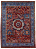 10x14 Red and Blue Turkish Tribal Rug