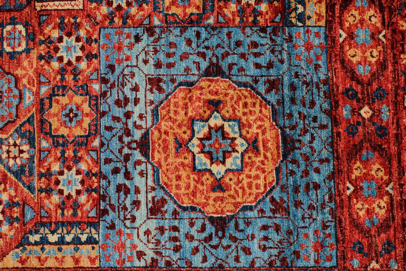 10x14 Red and Blue Turkish Tribal Rug