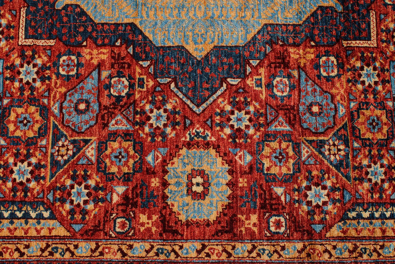 10x14 Red and Blue Turkish Tribal Rug