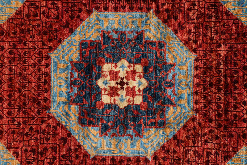 10x14 Red and Blue Turkish Tribal Rug