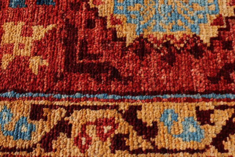 10x14 Red and Blue Turkish Tribal Rug