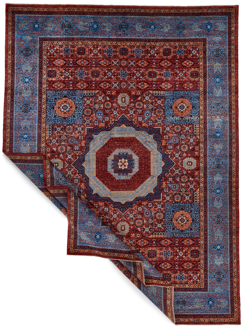 10x14 Red and Blue Turkish Tribal Rug