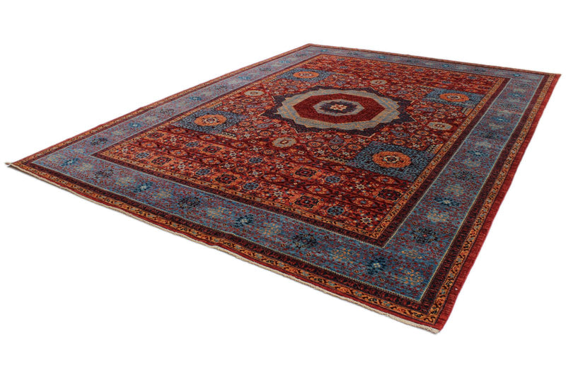 10x14 Red and Blue Turkish Tribal Rug