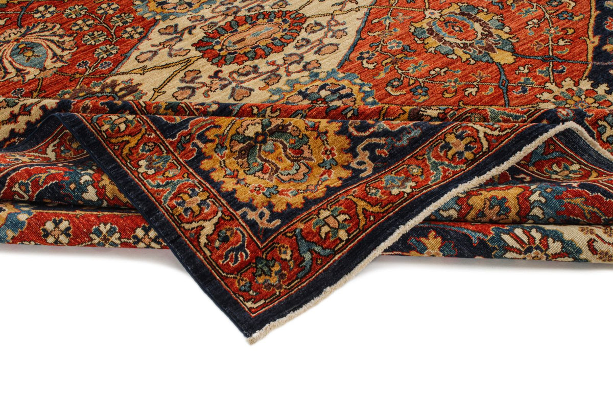 9x12 Ivory and Navy Anatolian Traditional Rug