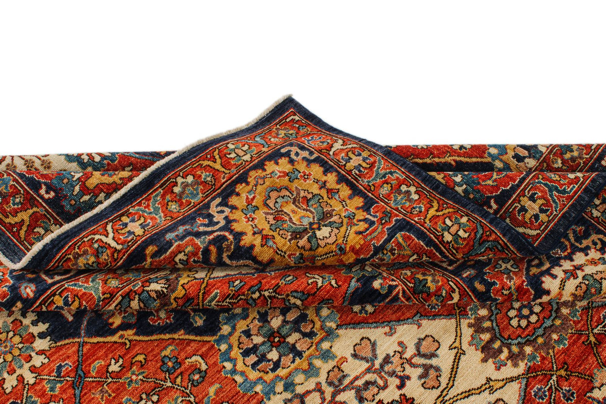 9x12 Ivory and Navy Anatolian Traditional Rug
