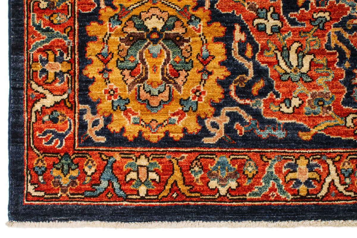 9x12 Ivory and Navy Anatolian Traditional Rug