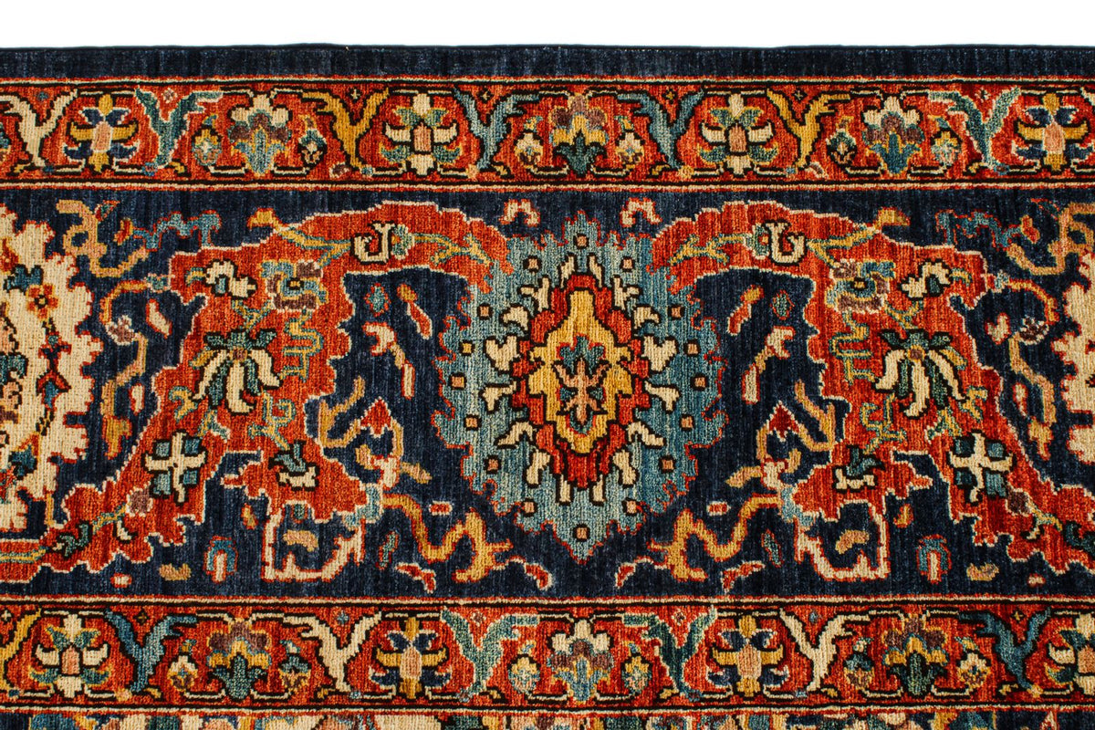 9x12 Ivory and Navy Anatolian Traditional Rug