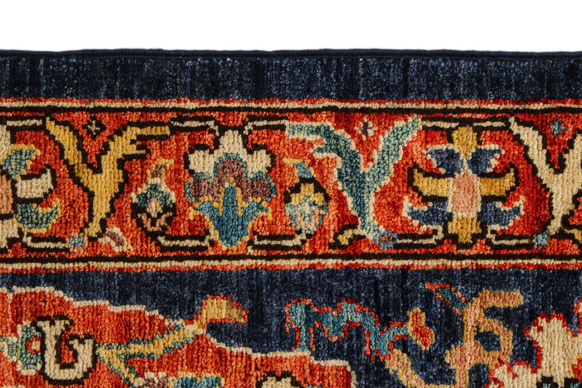 9x12 Ivory and Navy Anatolian Traditional Rug
