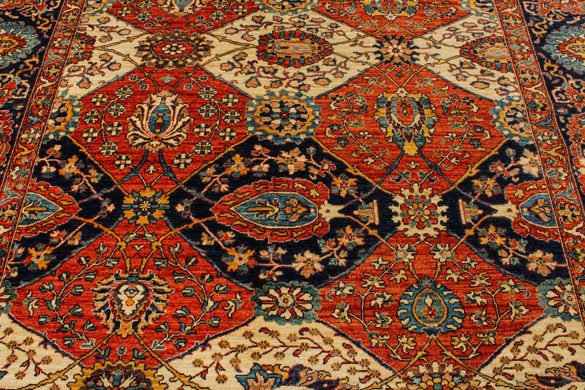 9x12 Ivory and Navy Anatolian Traditional Rug