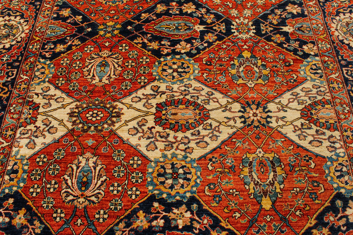 9x12 Ivory and Navy Anatolian Traditional Rug