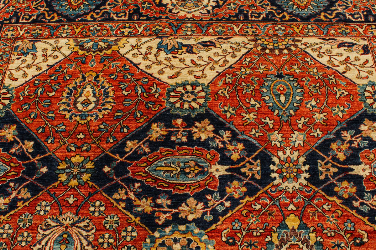 9x12 Ivory and Navy Anatolian Traditional Rug