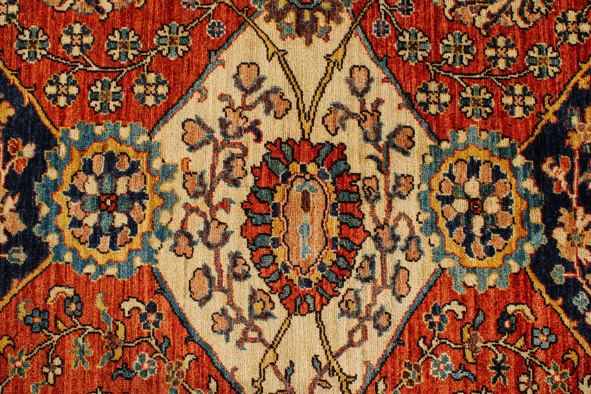 9x12 Ivory and Navy Anatolian Traditional Rug
