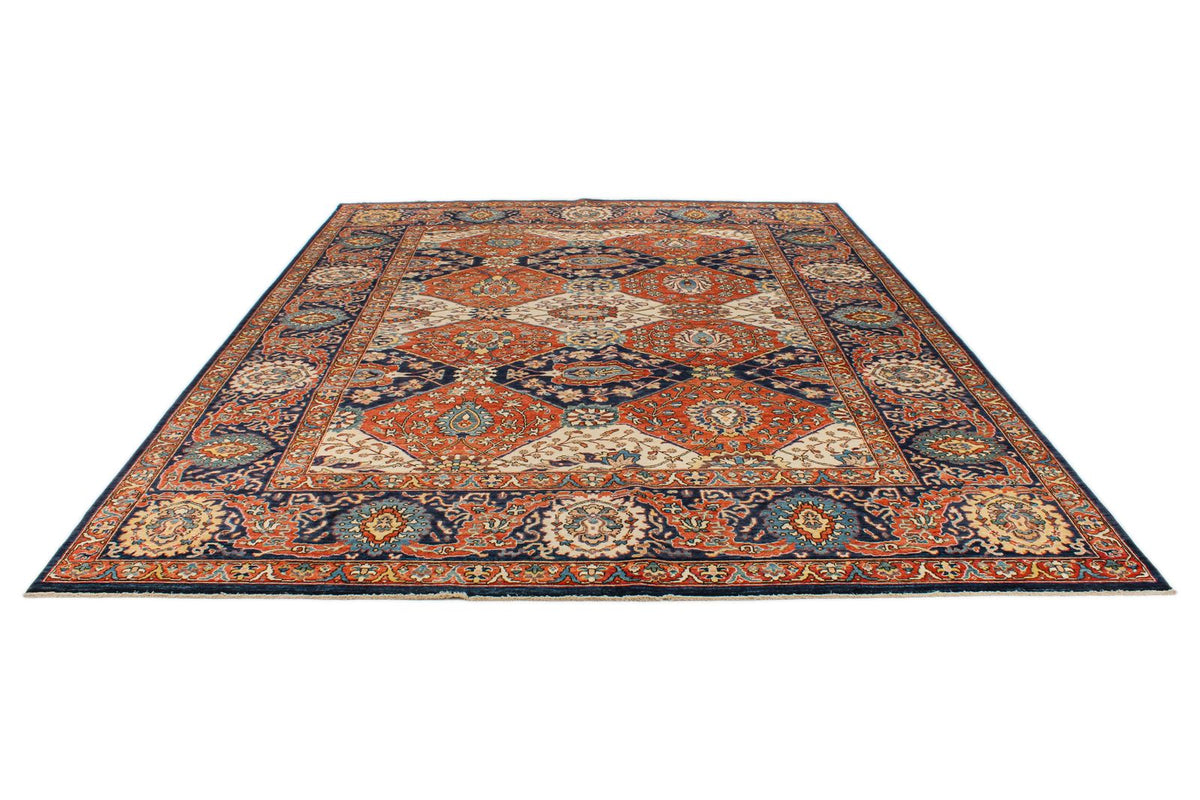 9x12 Ivory and Navy Anatolian Traditional Rug