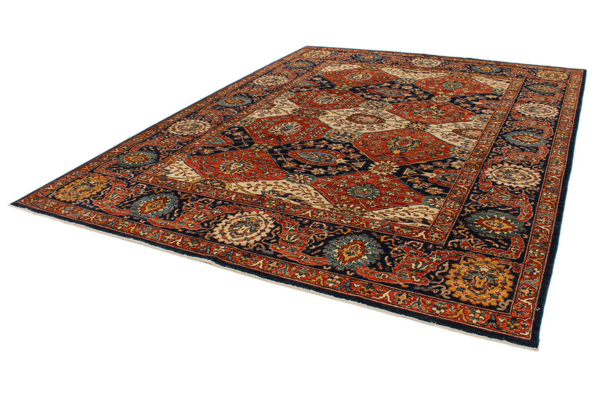 9x12 Ivory and Navy Anatolian Traditional Rug