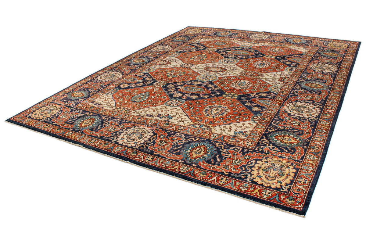 9x12 Ivory and Navy Anatolian Traditional Rug