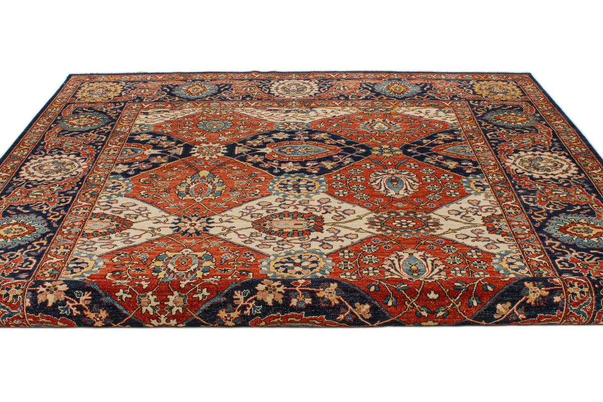 9x12 Ivory and Navy Anatolian Traditional Rug