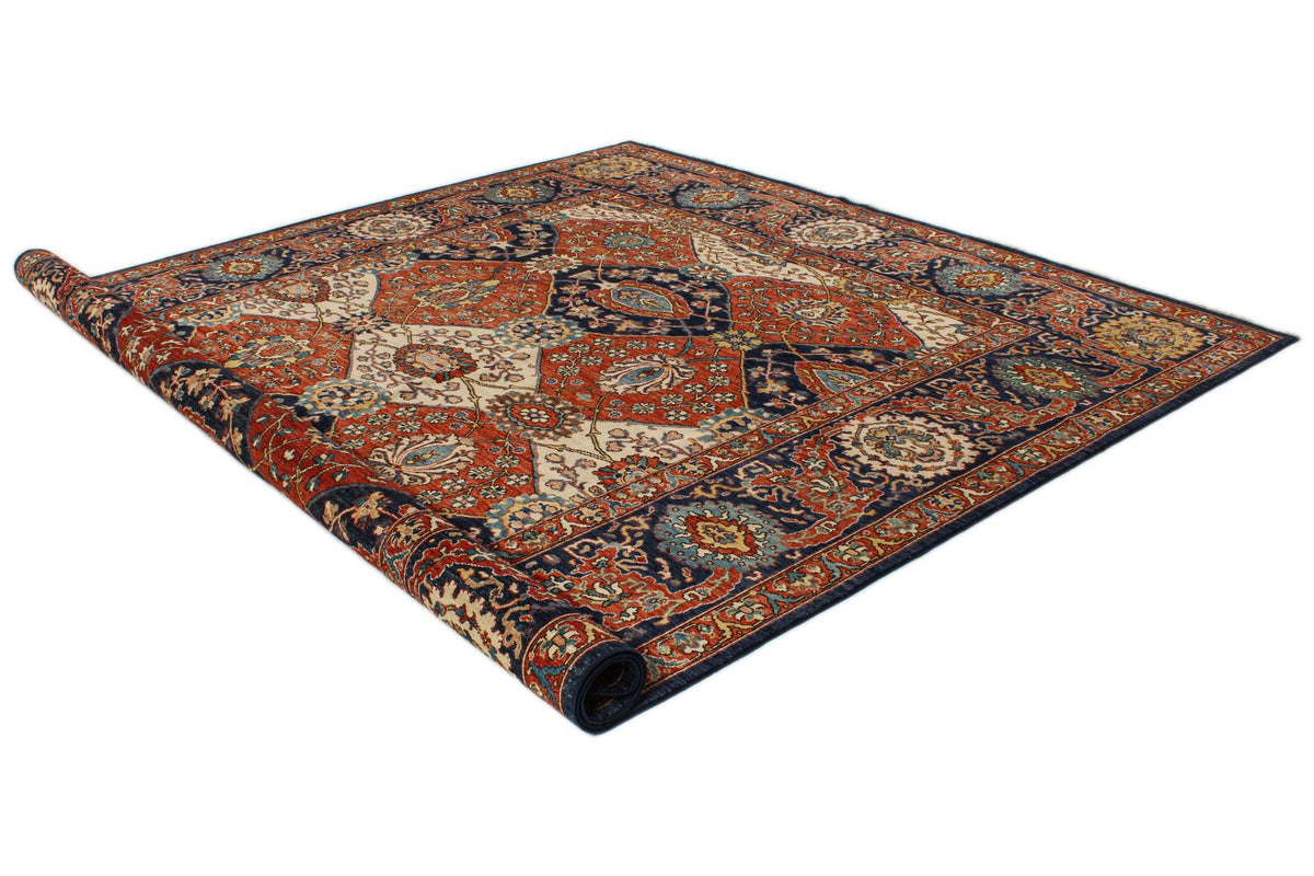 9x12 Ivory and Navy Anatolian Traditional Rug