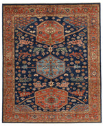 8x10 Navy and Rust Anatolian Traditional Rug
