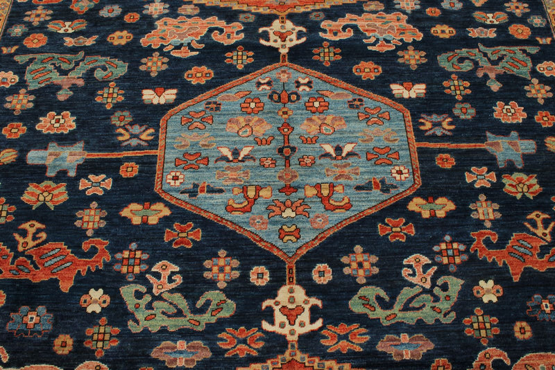 8x10 Navy and Rust Anatolian Traditional Rug