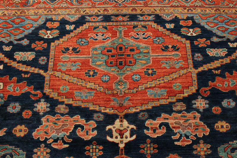 8x10 Navy and Rust Anatolian Traditional Rug