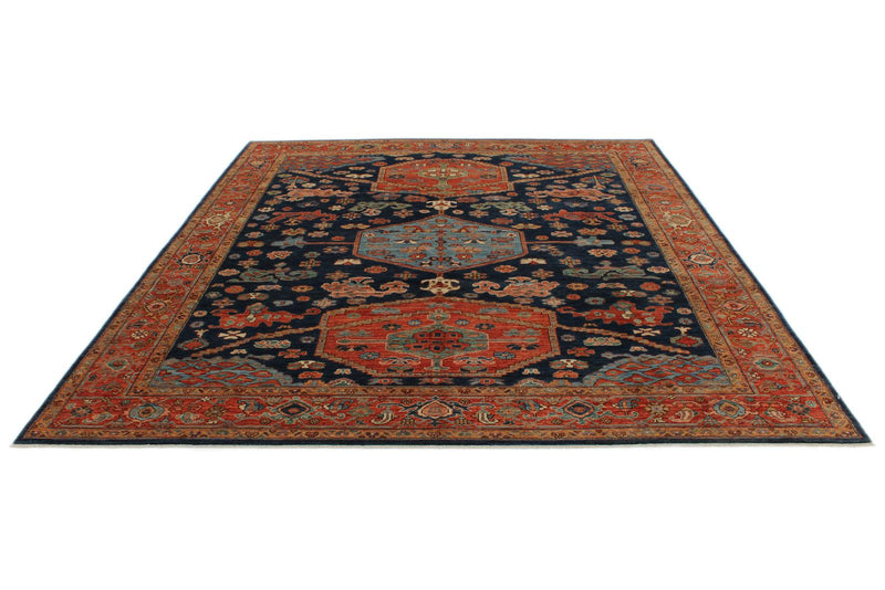 8x10 Navy and Rust Anatolian Traditional Rug