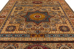 9x12 Ivory and Multicolor Turkish Tribal Rug