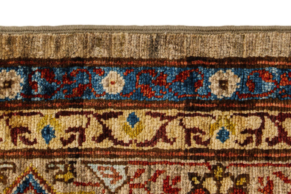 9x12 Ivory and Multicolor Turkish Tribal Rug