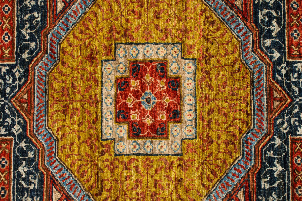 9x12 Ivory and Multicolor Turkish Tribal Rug