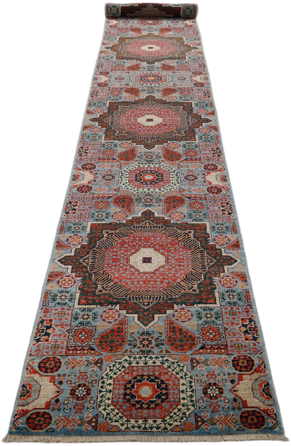 3x16 Blue and Multicolor Turkish Tribal Runner
