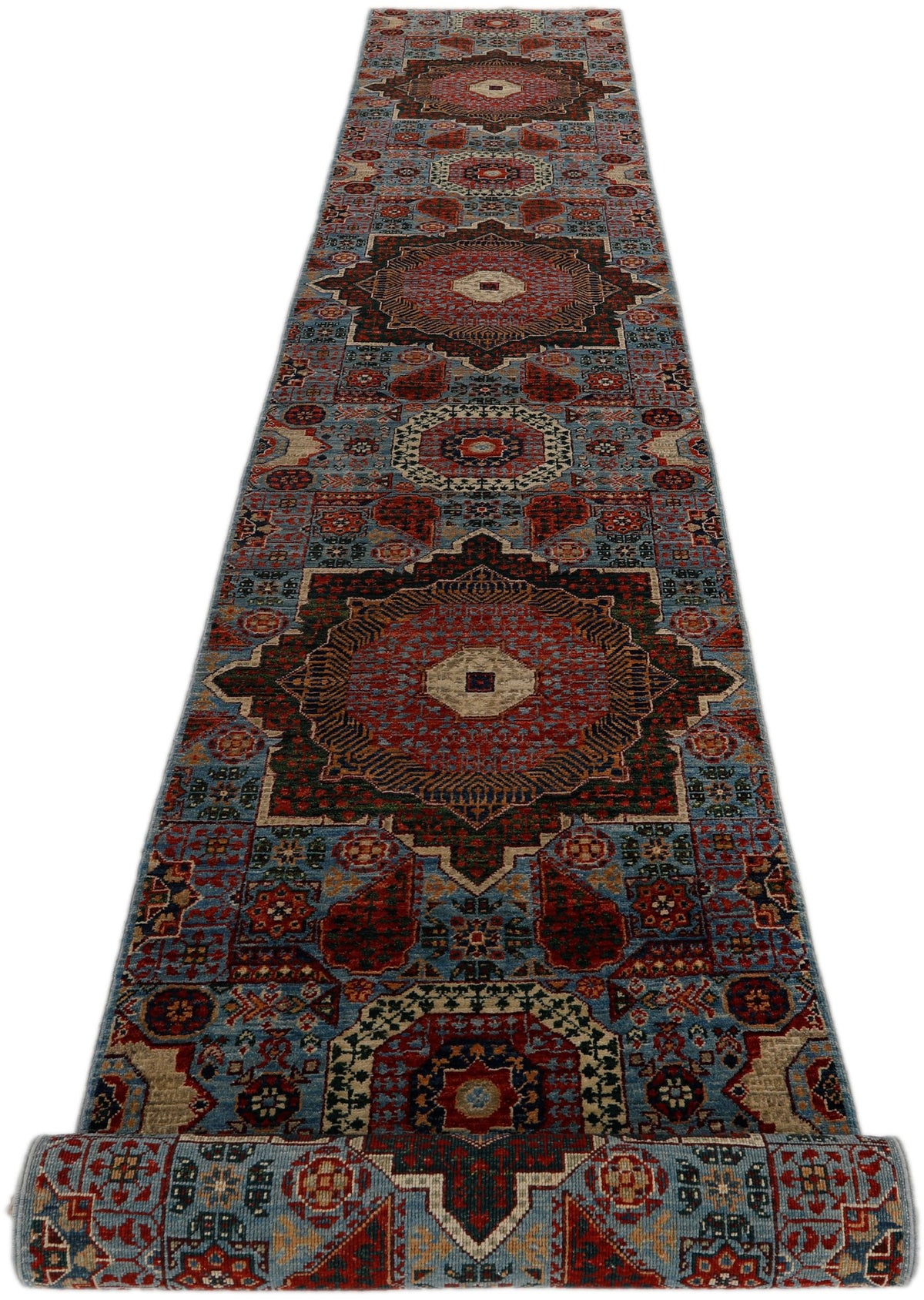 3x16 Blue and Multicolor Turkish Tribal Runner