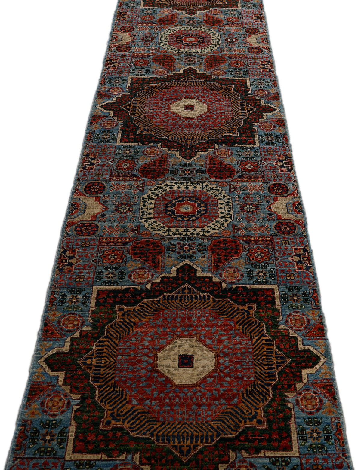3x16 Blue and Multicolor Turkish Tribal Runner