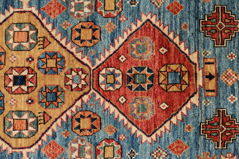 5x8 light Blue and Ivory Anatolian Traditional Rug