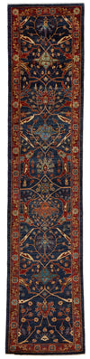 3x12 Navy and Red Anatolian Traditional Runner