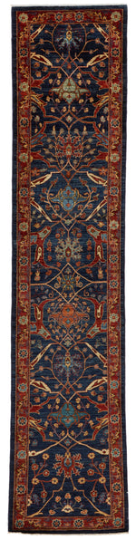 3x12 Navy and Red Anatolian Traditional Runner