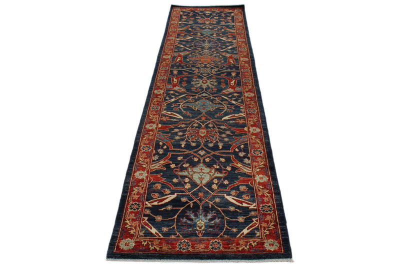 3x12 Navy and Red Anatolian Traditional Runner