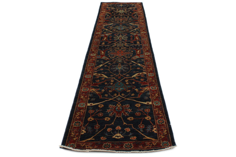 3x12 Navy and Red Anatolian Traditional Runner