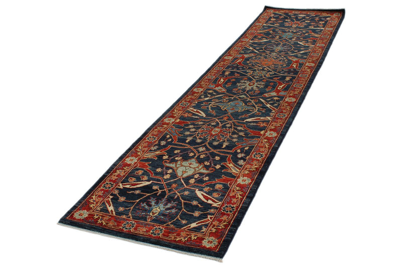 3x12 Navy and Red Anatolian Traditional Runner