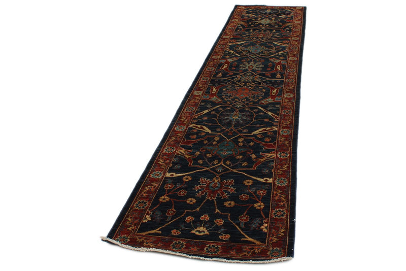 3x12 Navy and Red Anatolian Traditional Runner