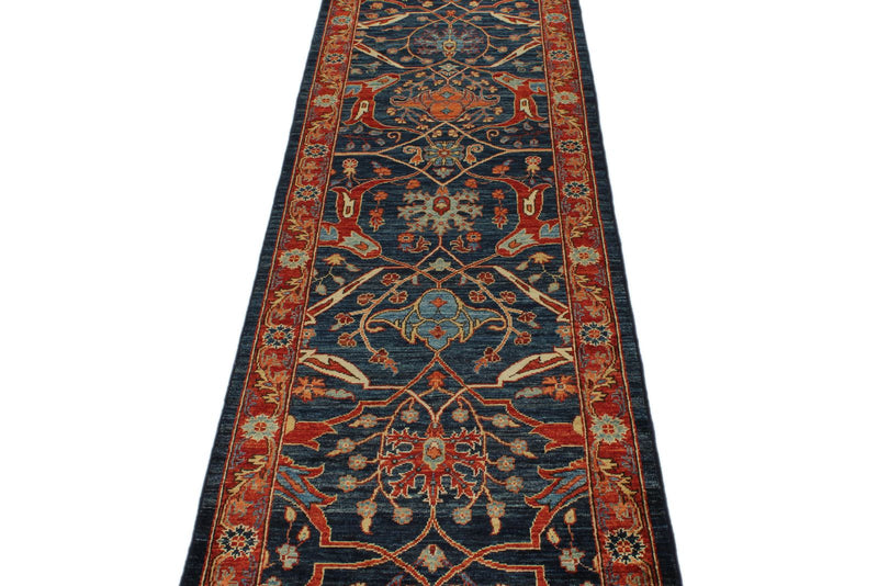 3x12 Navy and Red Anatolian Traditional Runner